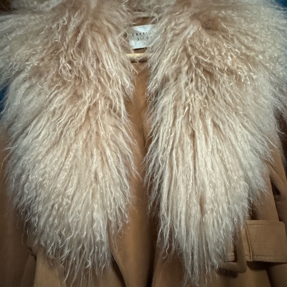 Charlotte Simone LULU Camel Faux Fur Trim Penny Lane Coat - Picture 9 of 11